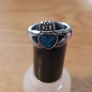 Claddagh Ring with blue stone